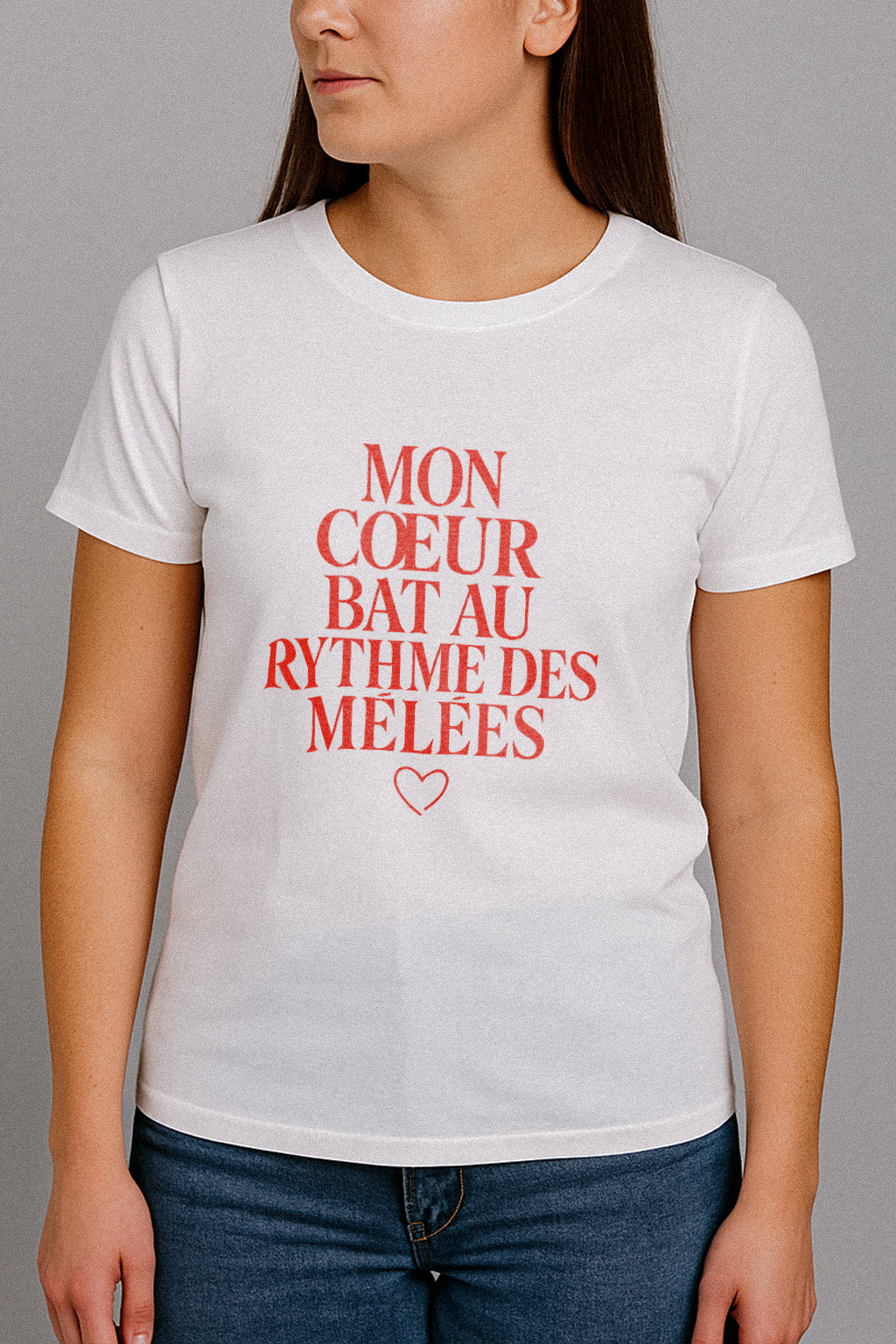 T-shirt Rugby Femme – Mon Cœur Bat au Rythme des Mêlées