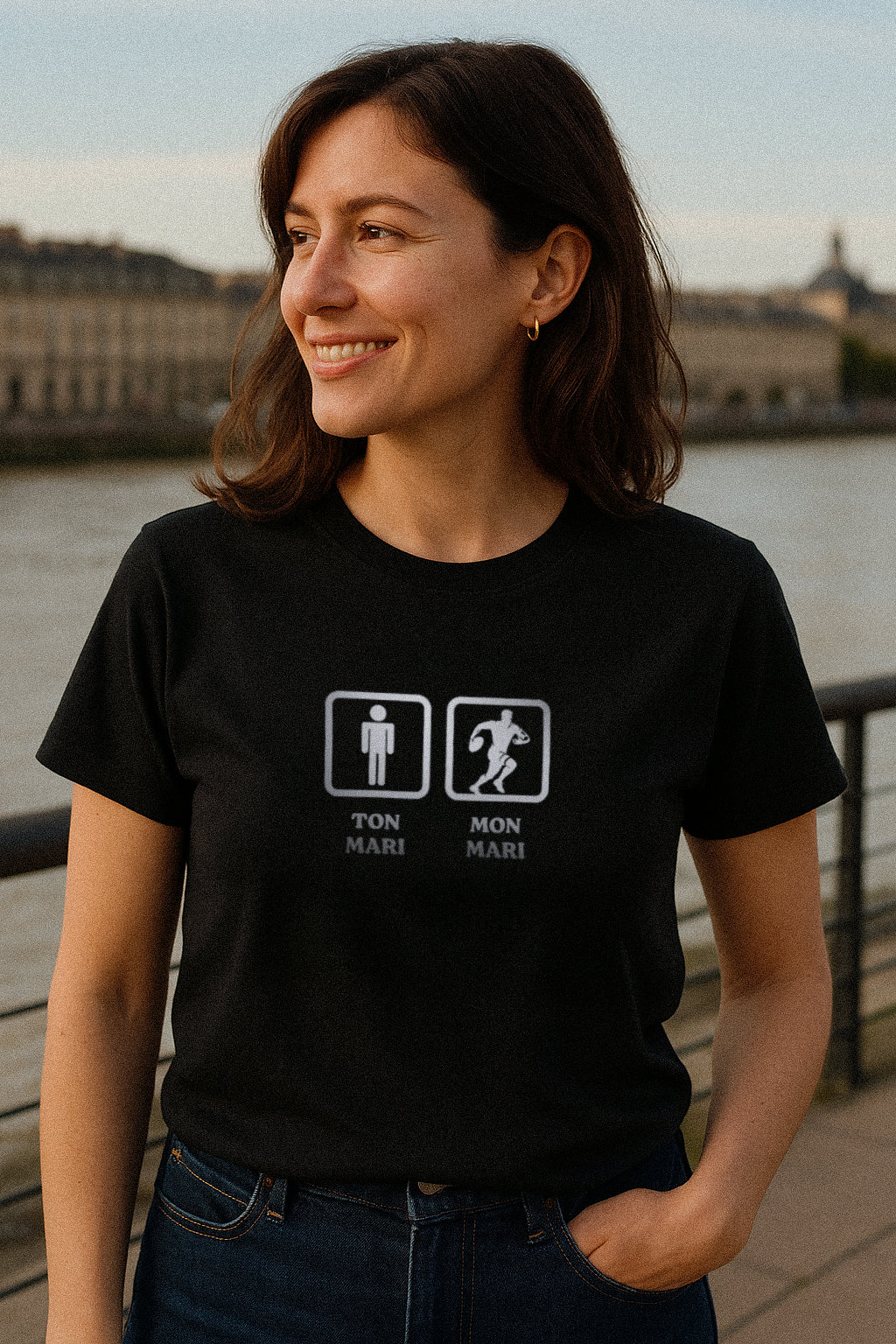 T-shirt Rugby Humour – Ton Mari, Mon Mari-Garçon bien vêtu