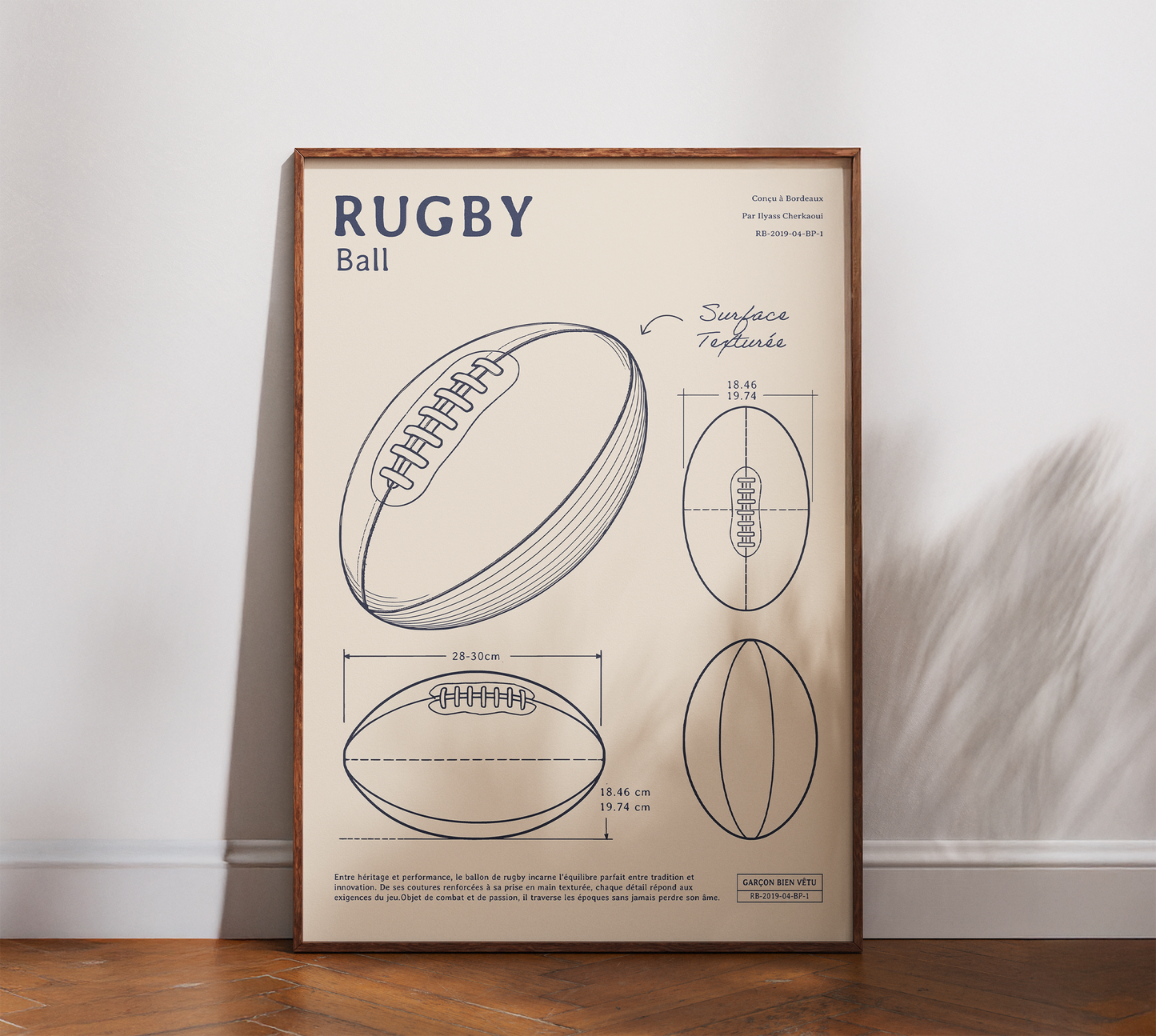Affiche Rugby – Ballon Ovale Vintage-Garçon bien vêtu