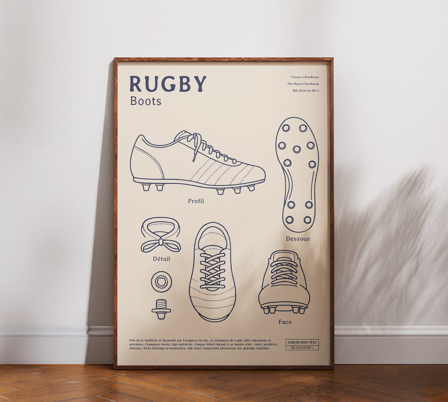 Affiche Rugby – Crampons de Rugby Classiques-Garçon bien vêtu