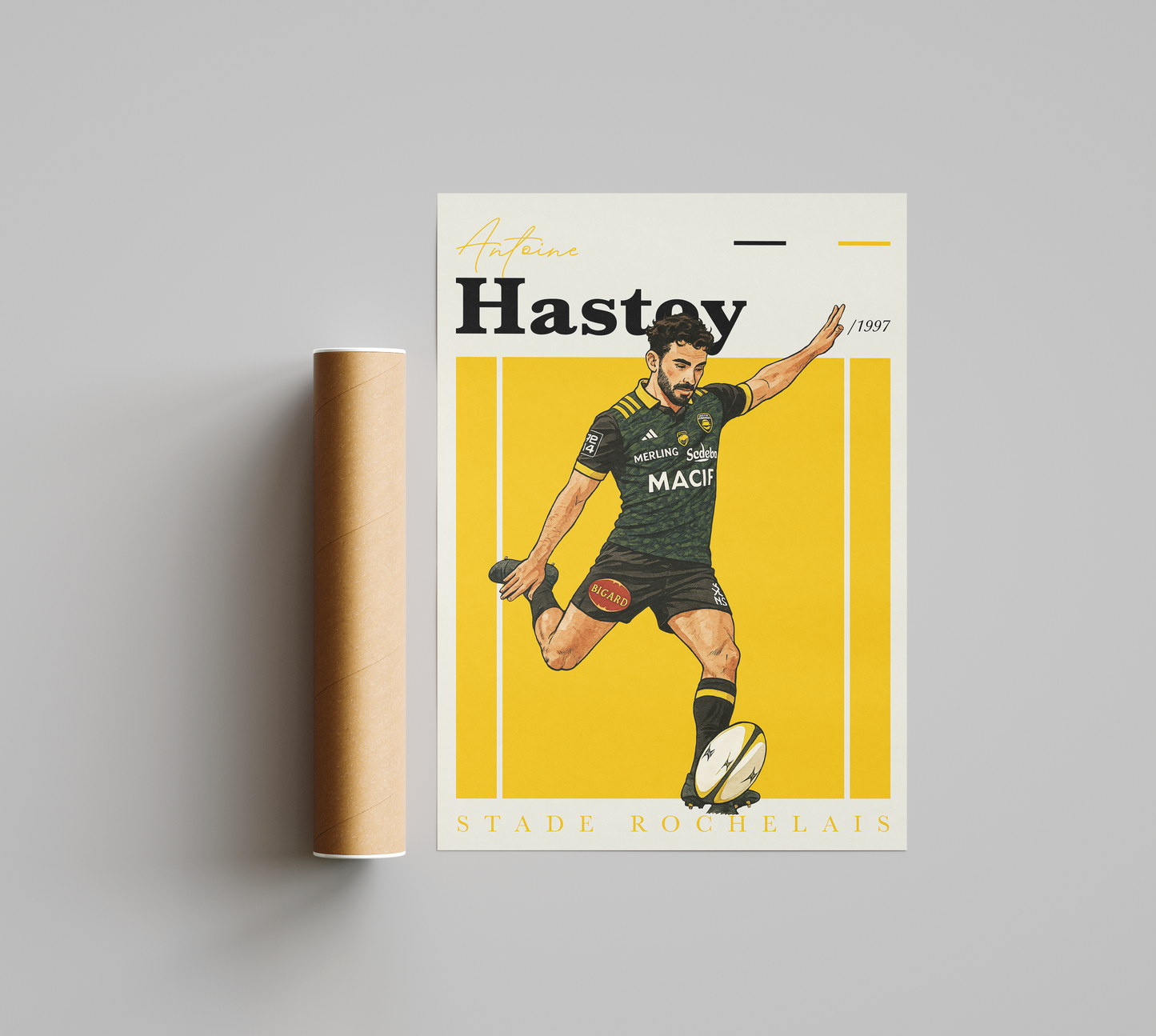 Affiche Stade Rochelais – Antoine Hastoy-Garçon bien vêtu
