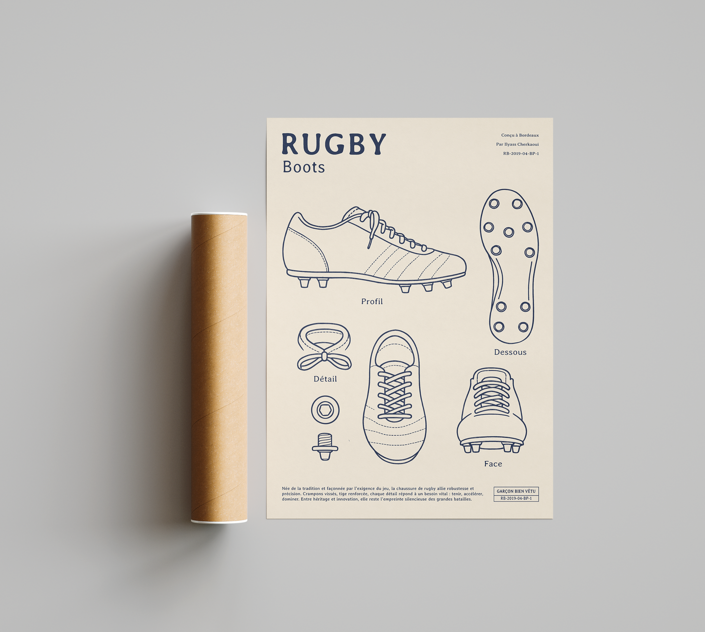 Affiche Rugby – Crampons de Rugby Classiques-Garçon bien vêtu