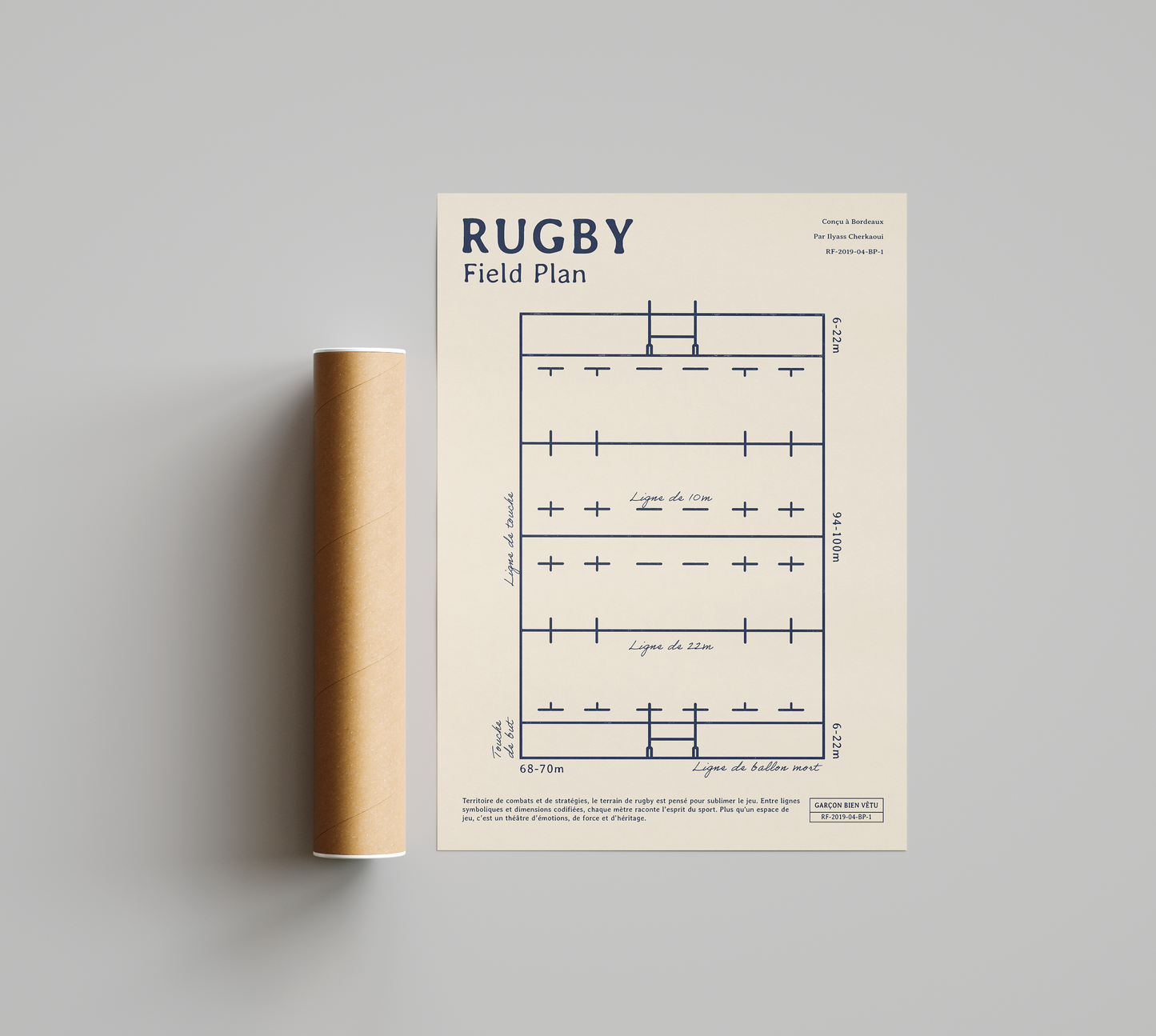 Affiche Rugby – Terrain de Rugby Officiel-Garçon bien vêtu