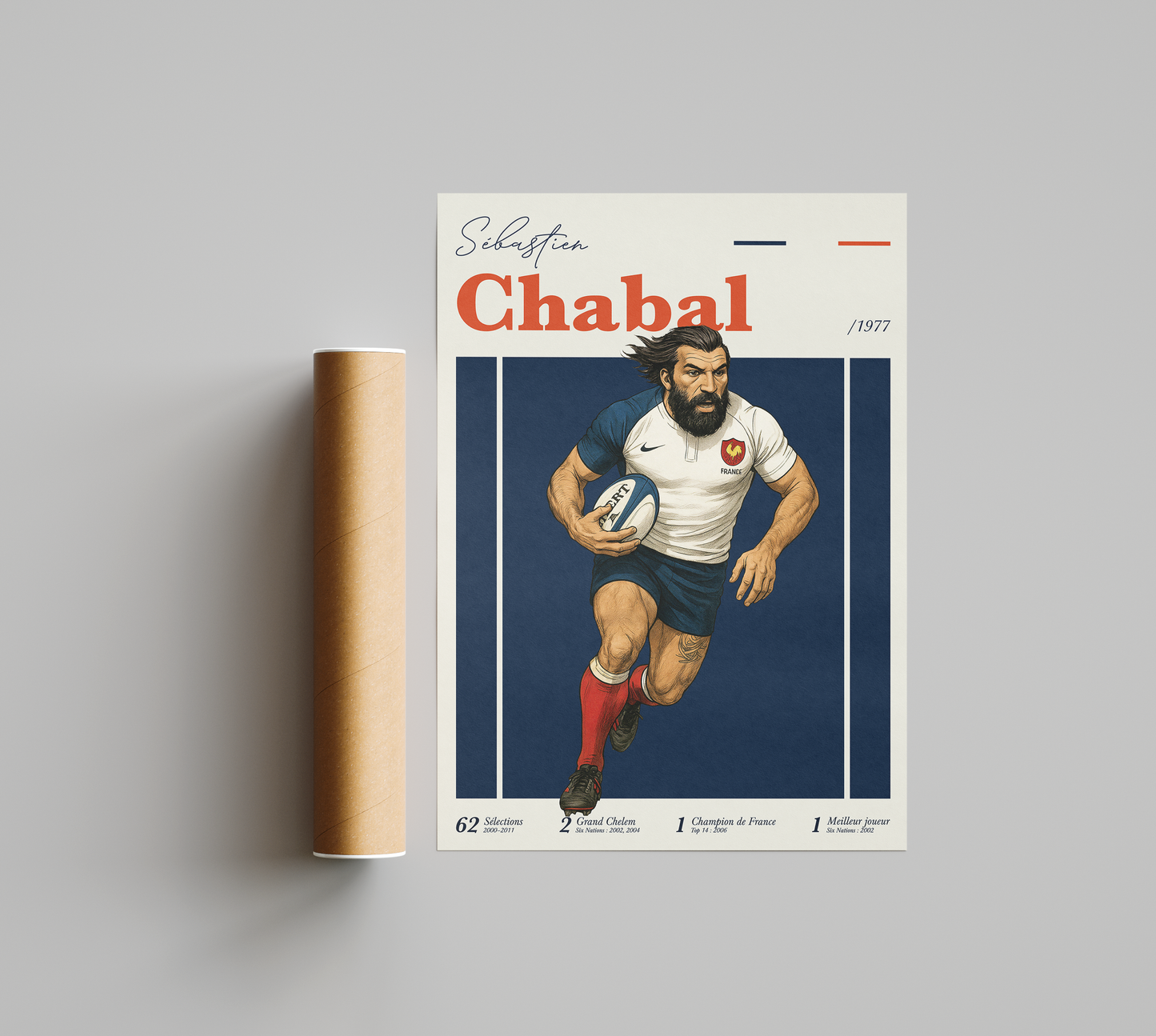 Affiche XV de France – Sébastien Chabal-Garçon bien vêtu