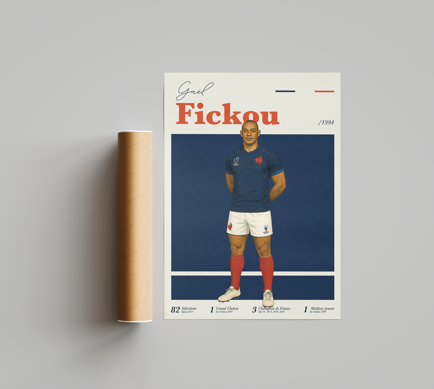 Affiche XV de France – Gaël Fickou-Garçon bien vêtu