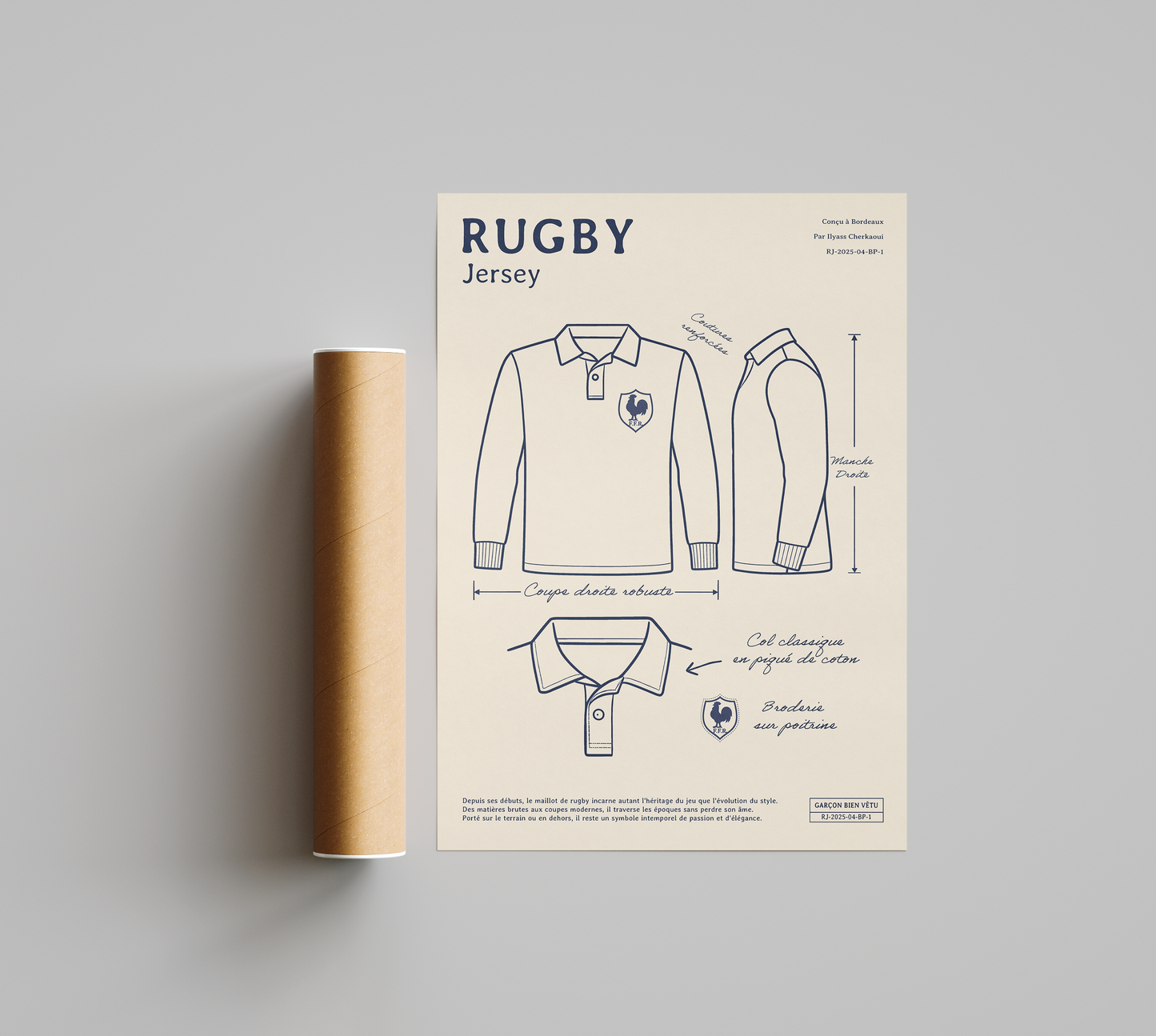 Affiche Rugby – Maillot de Rugby Vintage-Garçon bien vêtu