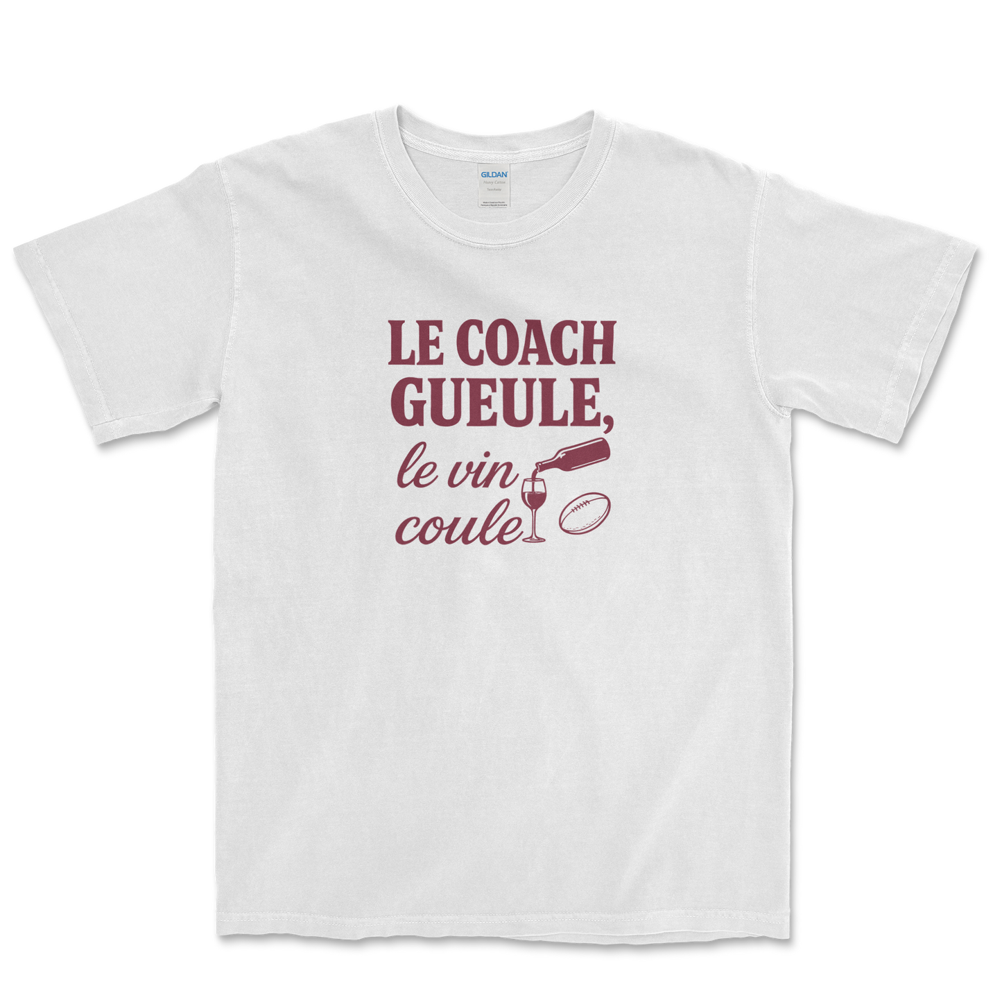 T-shirt Rugby Humour – Le Coach Gueule, le Vin Coule