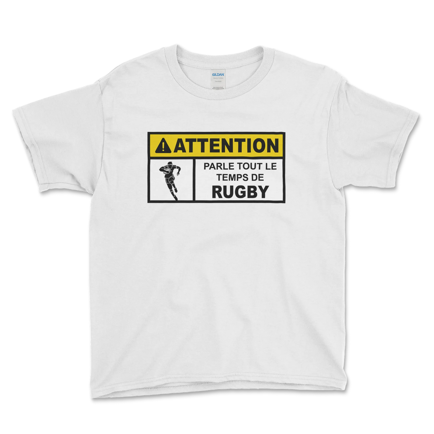 T-shirt Rugby Enfant Humour – Attention Rugby Addict-Garçon bien vêtu