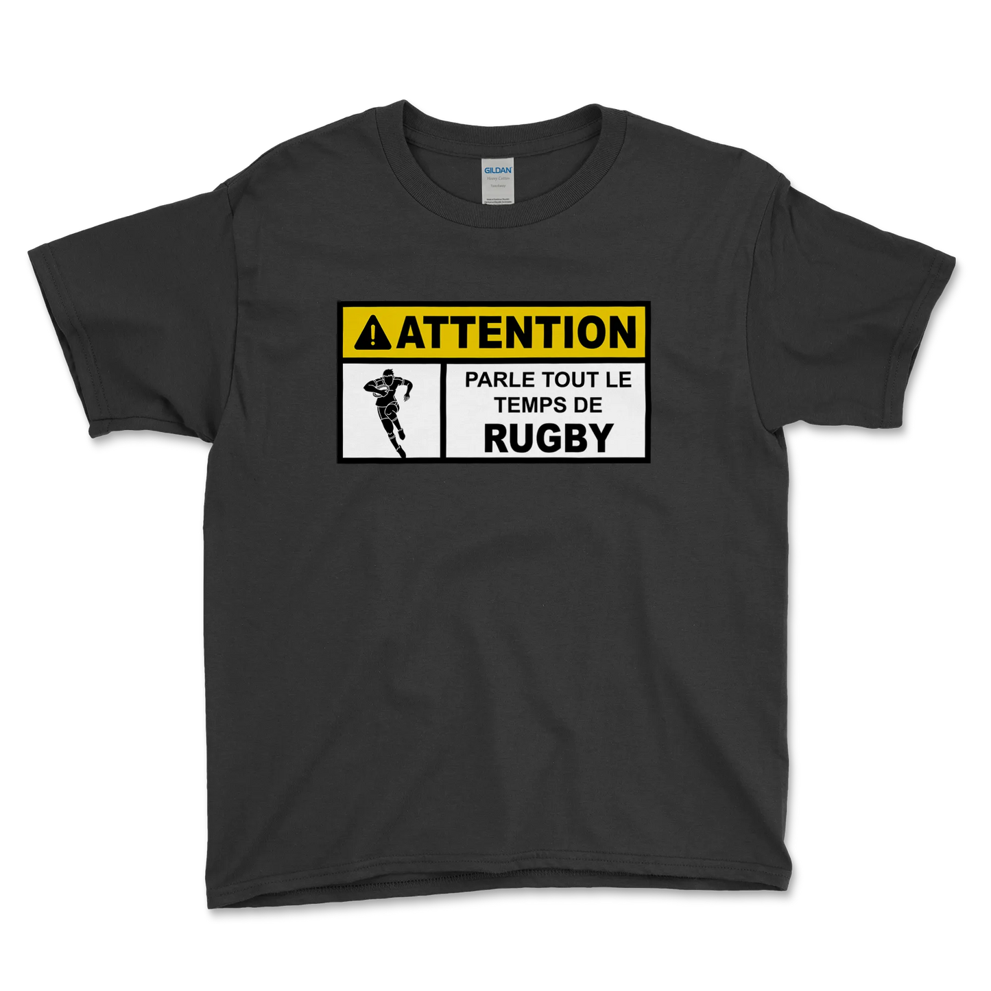 T-shirt Rugby Enfant Humour – Attention Rugby Addict-Garçon bien vêtu