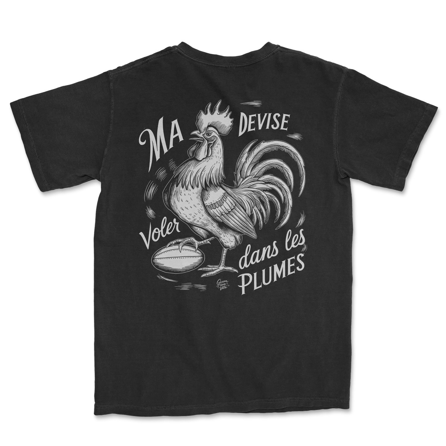 T-shirt Rugby – Ma Devise : Voler dans les Plumes-Garçon bien vêtu