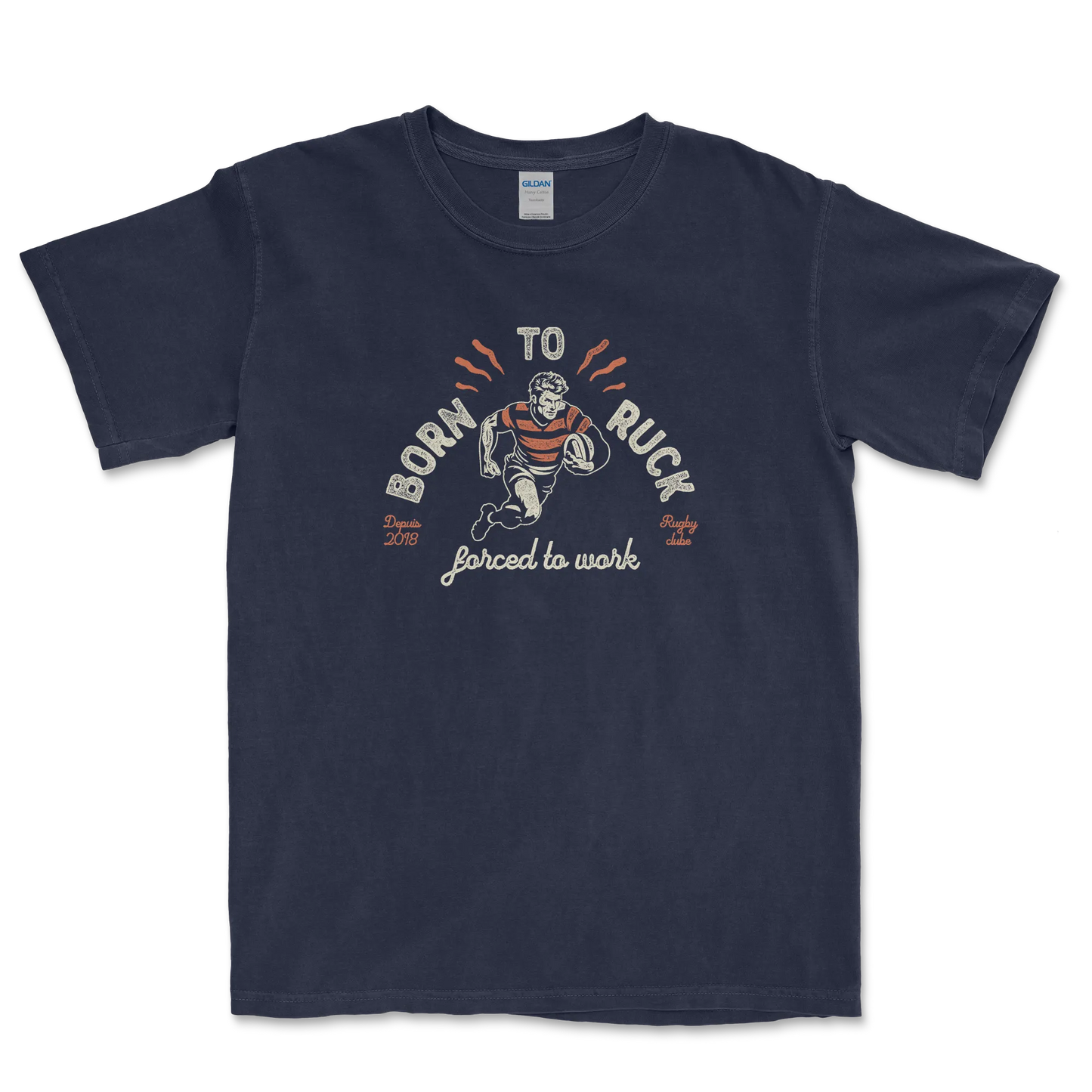 T-shirt Rugby Passion – Born to Ruck, Forced to Work-Garçon bien vêtu