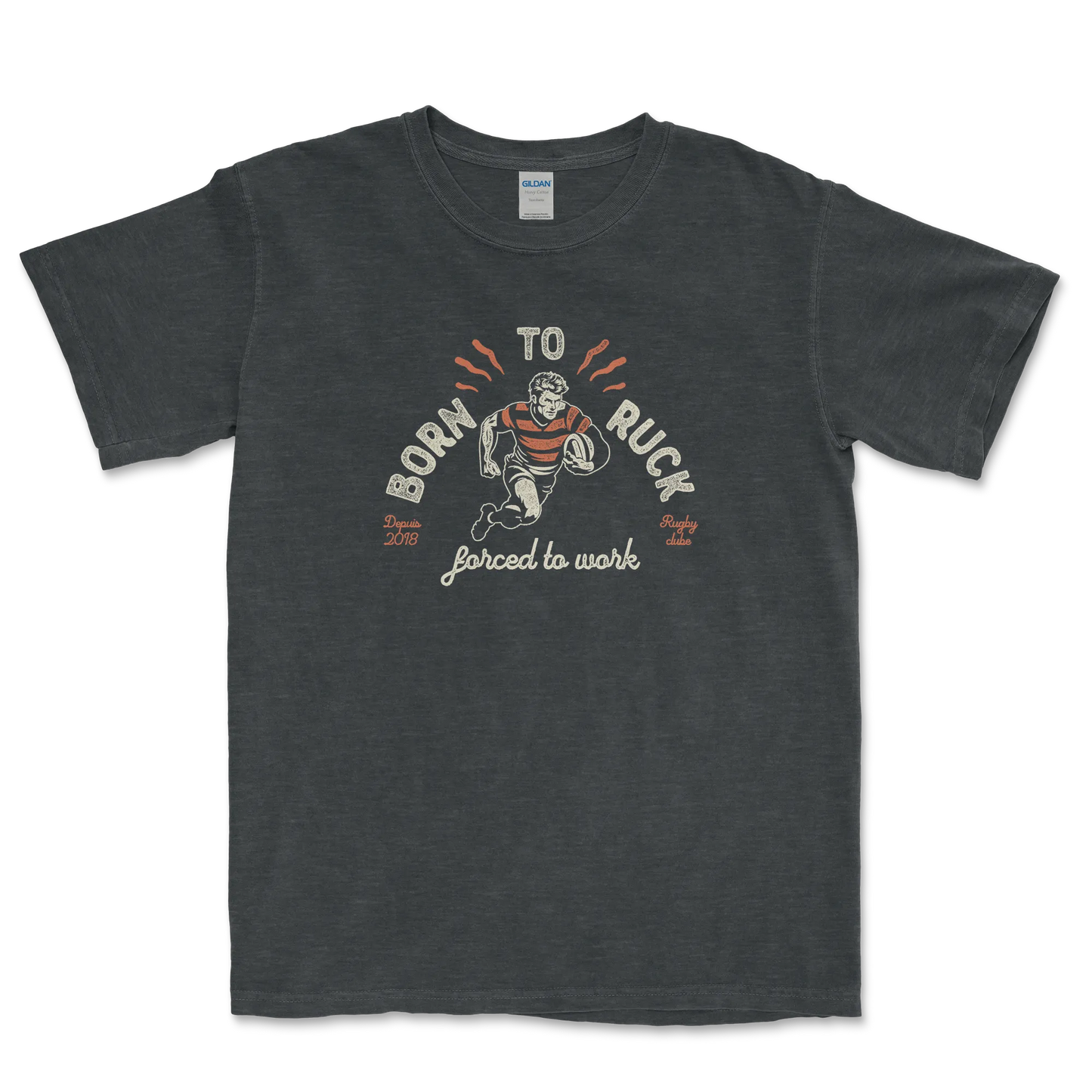 T-shirt Rugby Passion – Born to Ruck, Forced to Work-Garçon bien vêtu