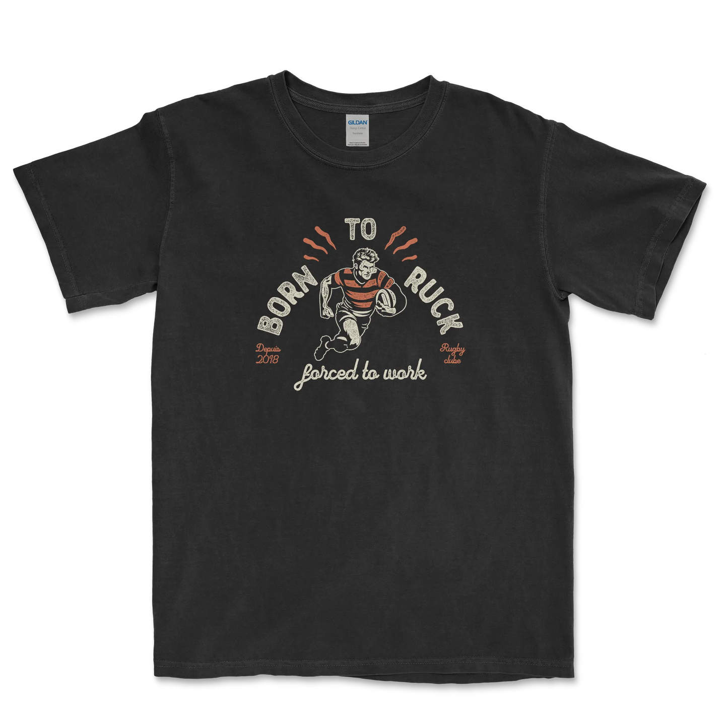 T-shirt Rugby Passion – Born to Ruck, Forced to Work-Garçon bien vêtu