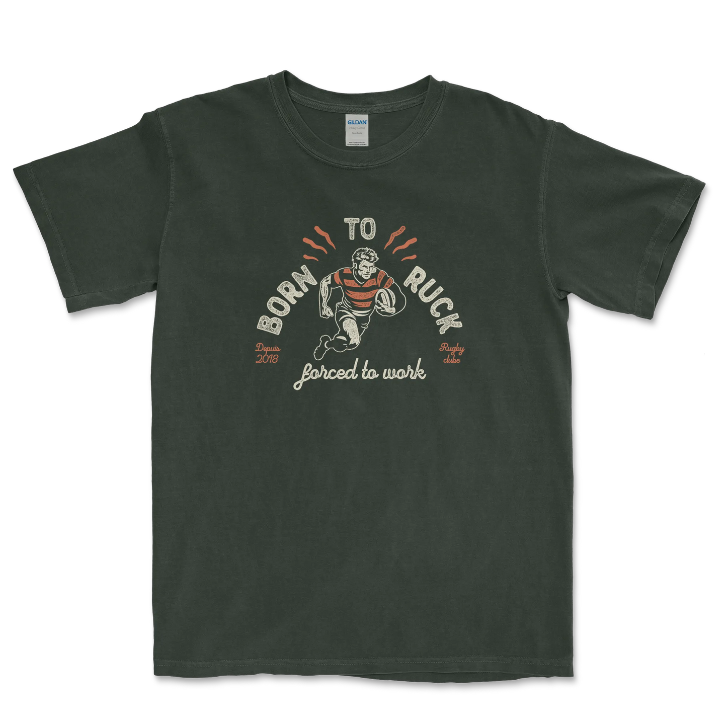 T-shirt Rugby Passion – Born to Ruck, Forced to Work-Garçon bien vêtu