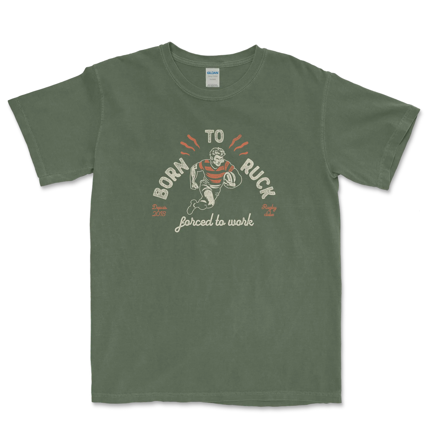 T-shirt Rugby Passion – Born to Ruck, Forced to Work-Garçon bien vêtu