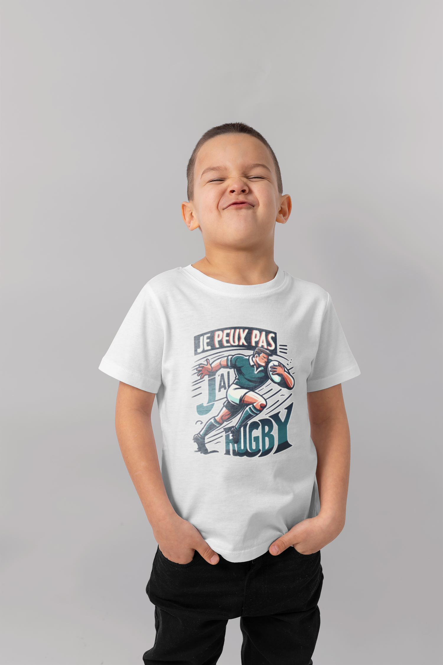 T-shirt Rugby Enfant – Je Peux Pas, J’ai Rugby-Garçon bien vêtu