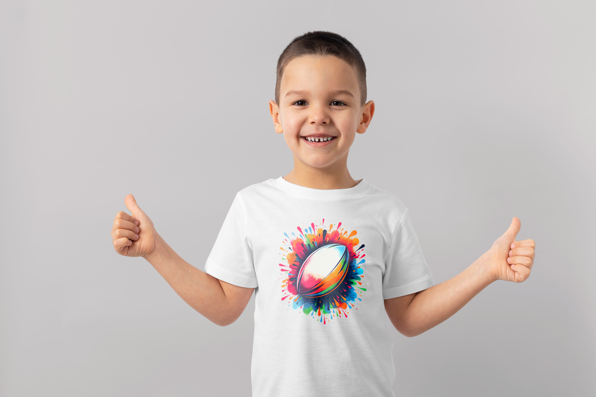 T-shirt Rugby Enfant – Explosion de Couleurs-Garçon bien vêtu