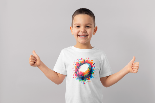 T-shirt Rugby Enfant – Explosion de Couleurs-Garçon bien vêtu