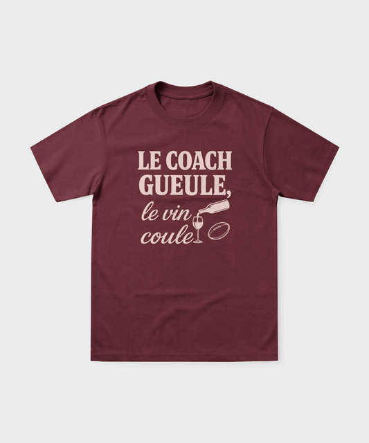 T-shirt Rugby Humour – Le Coach Gueule, le Vin Coule