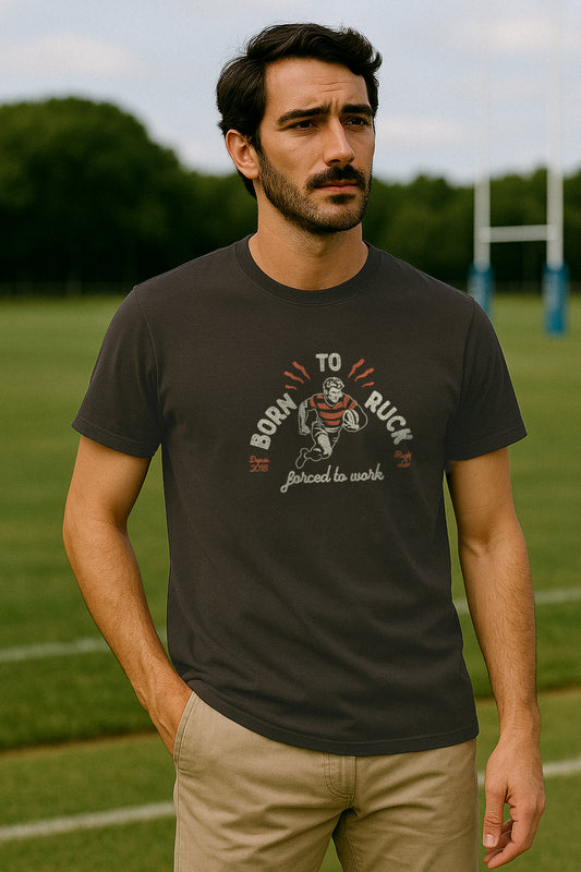 T-shirt Rugby Passion – Born to Ruck, Forced to Work-Garçon bien vêtu
