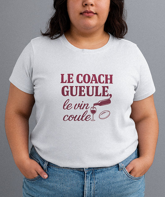 T-shirt Rugby Humour – Le Coach Gueule, le Vin Coule