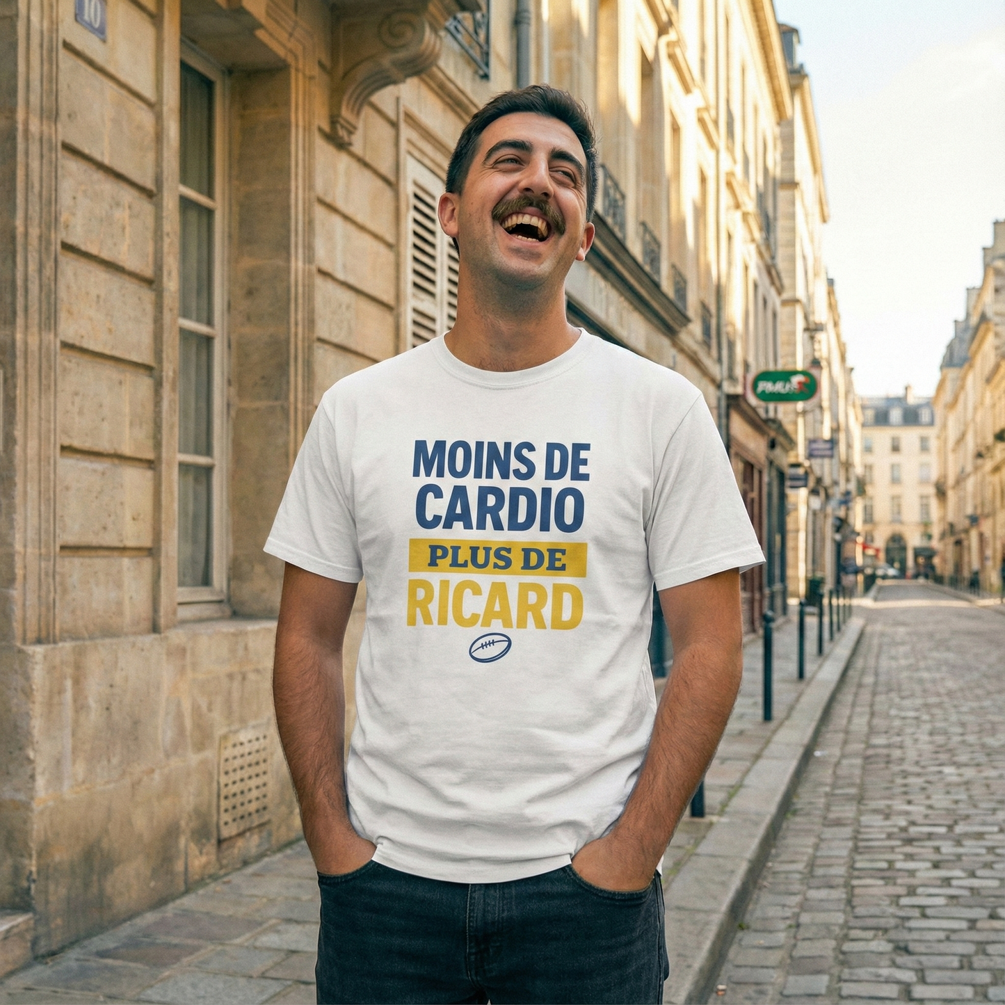 T-shirt Rugby Humour – Moins de Cardio, Plus de Ricard