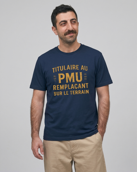 T-shirt Rugby – Titulaire au PMU remplaçant sur le terrain