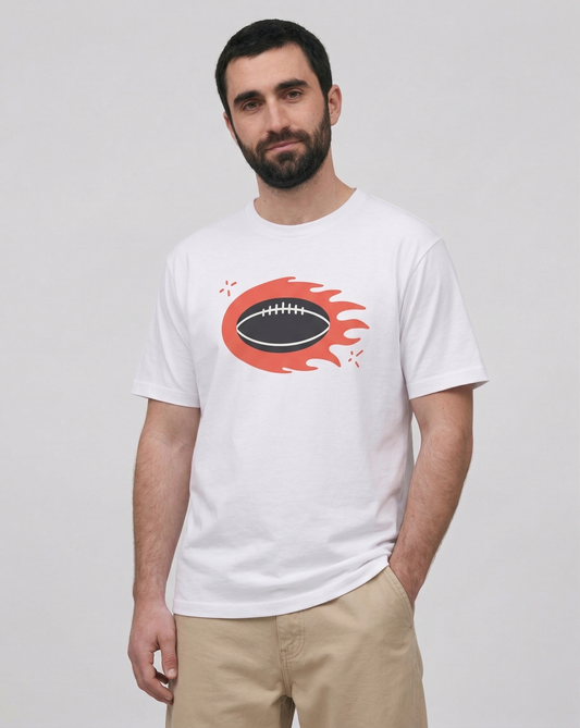 T-shirt Rugby Explosif – Ballon en Feu
