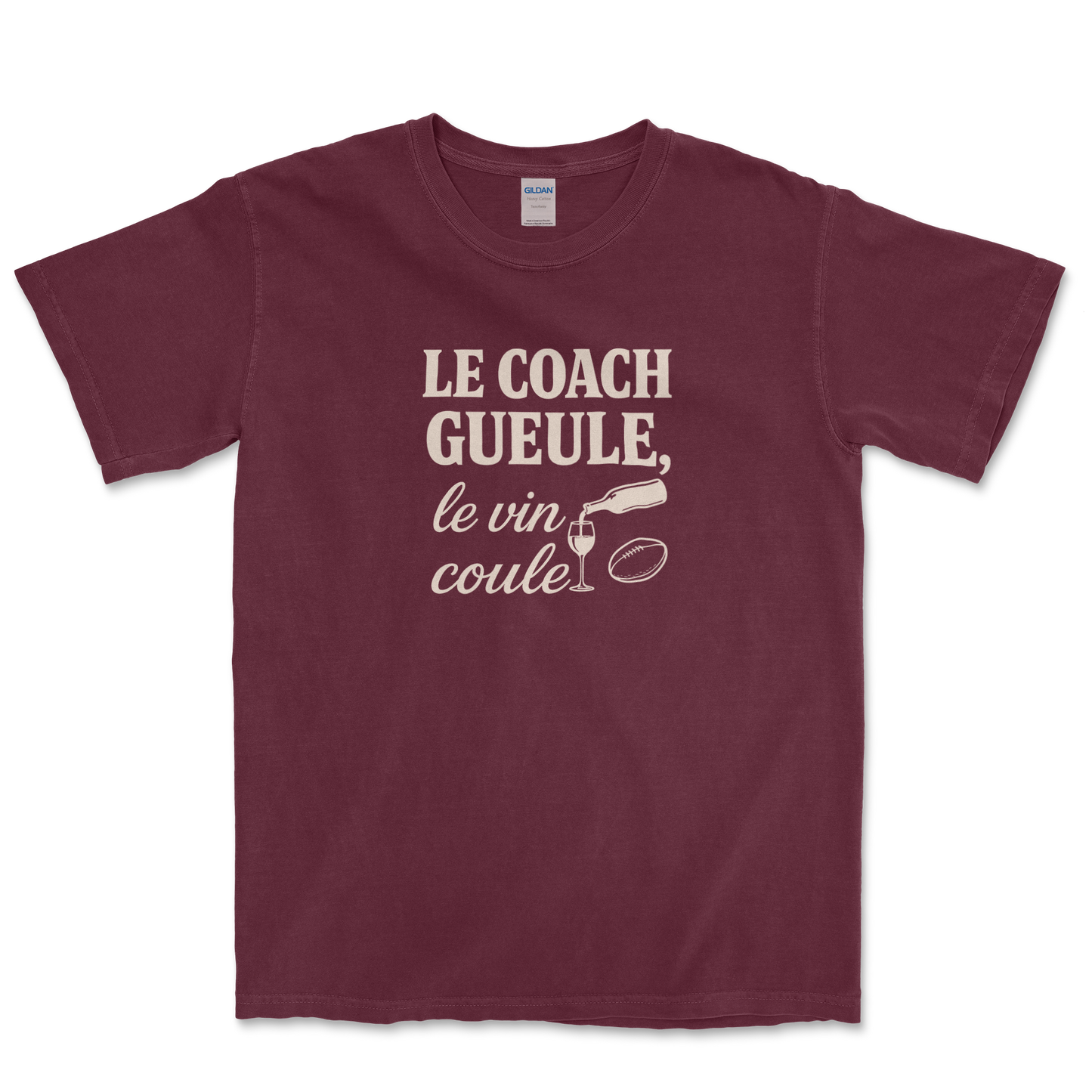 T-shirt Rugby Humour – Le Coach Gueule, le Vin Coule