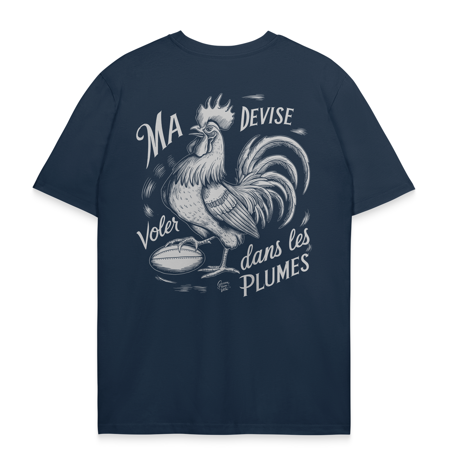 Rugby T-Shirt – Mein Motto: Fliegen in den Federn