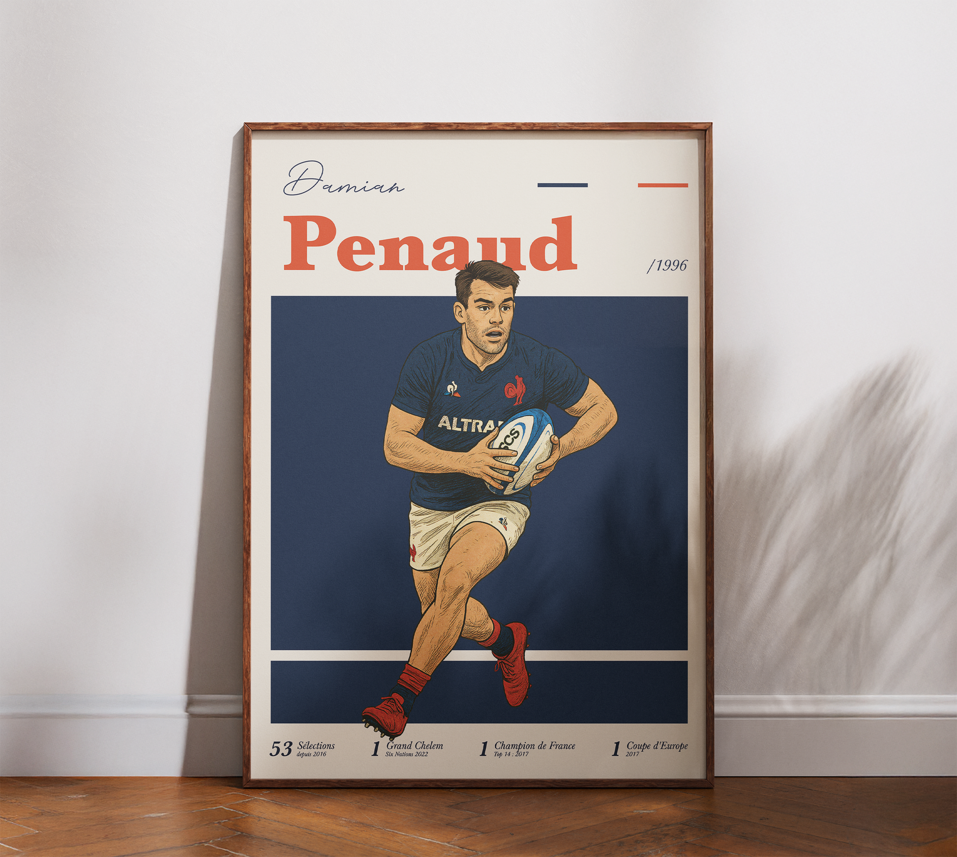 Affiche XV de France – Damian Penaud-Garçon bien vêtu