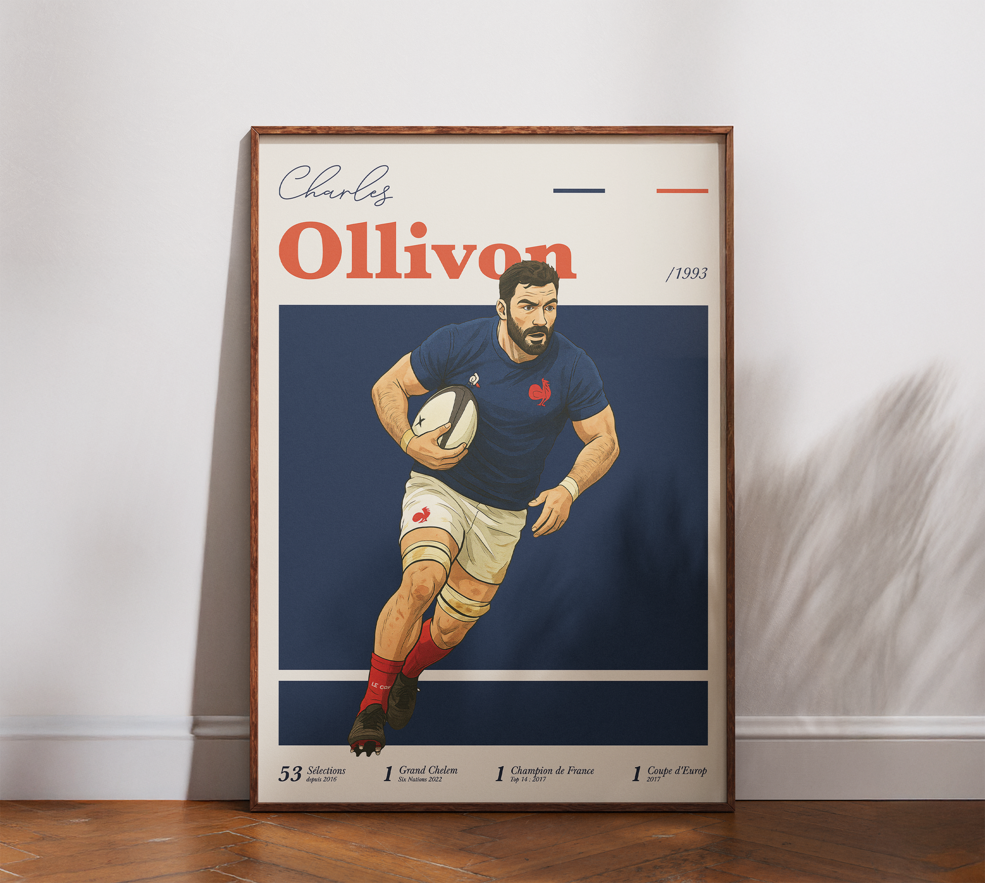 Affiche XV de France – Charles Ollivon-Garçon bien vêtu