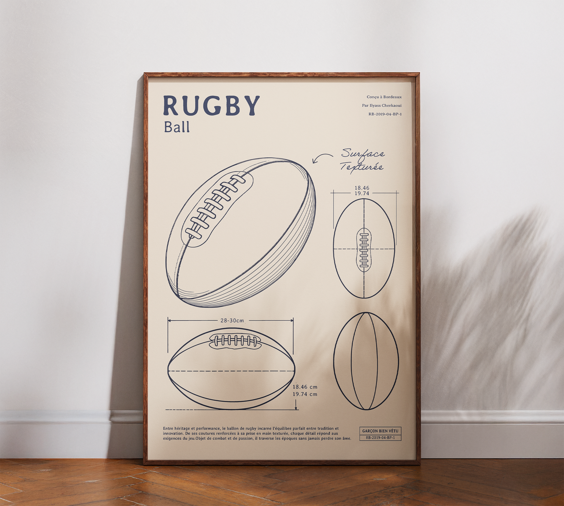 Affiche Rugby – Ballon Ovale Vintage-Garçon bien vêtu