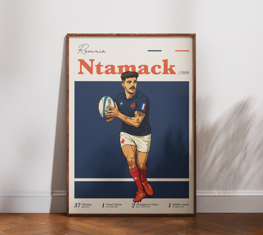 Affiche XV de France – Romain Ntamack-Garçon bien vêtu