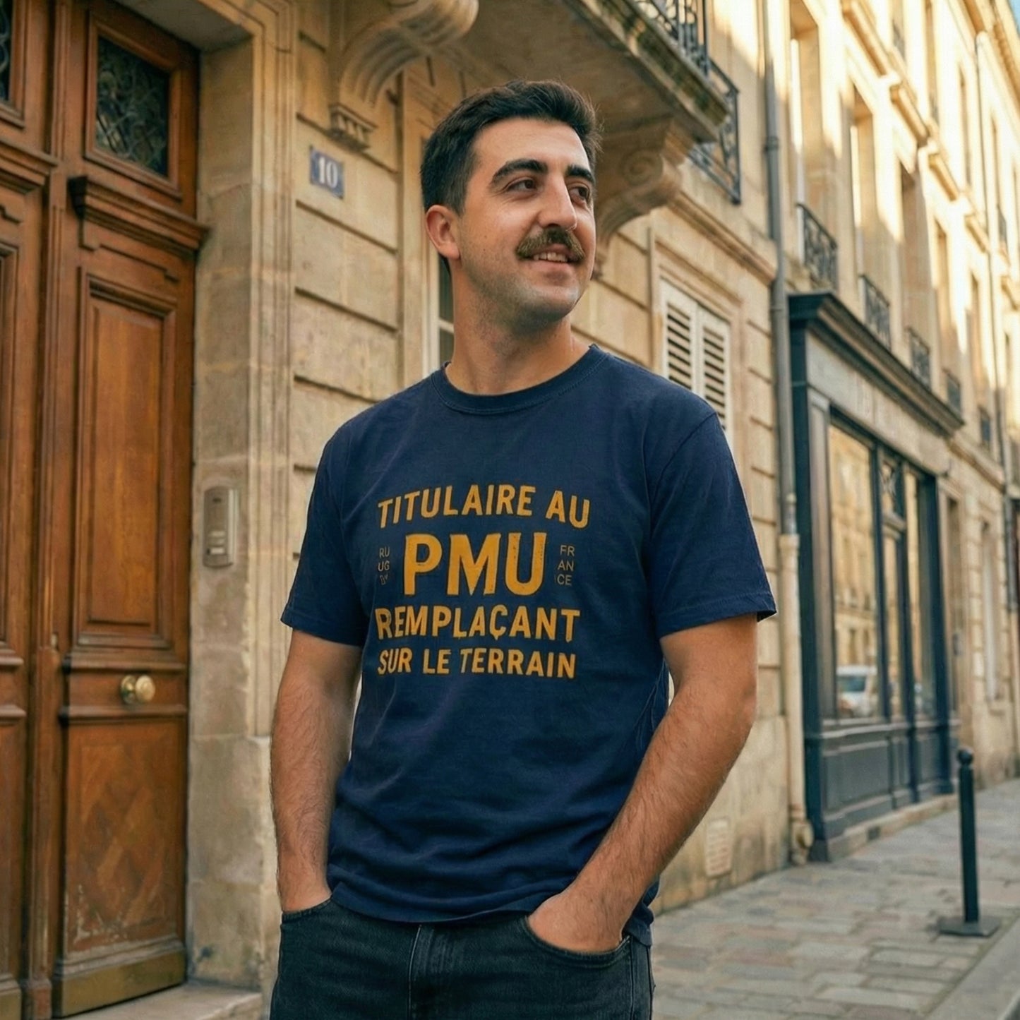 T-shirt Rugby – Titulaire au PMU remplaçant sur le terrain