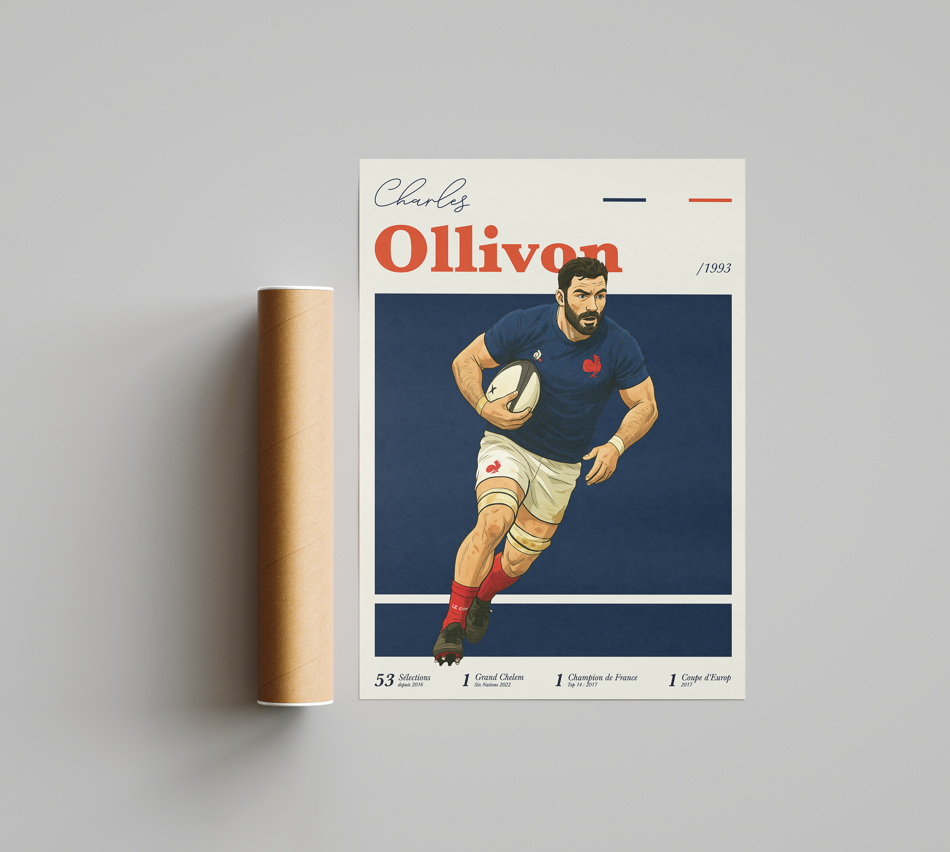 Affiche XV de France – Charles Ollivon-Garçon bien vêtu