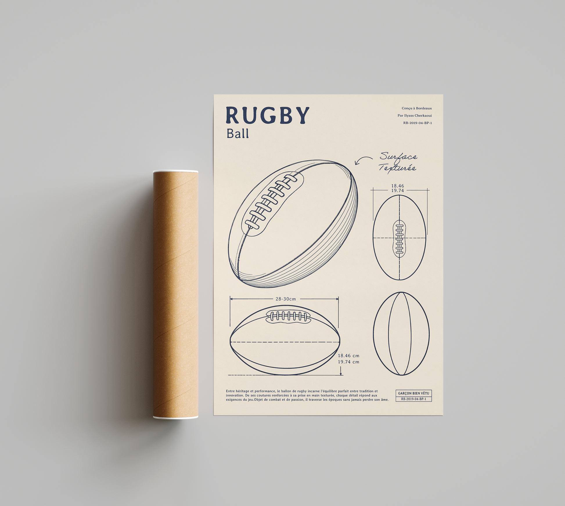 Affiche Rugby – Ballon Ovale Vintage-Garçon bien vêtu