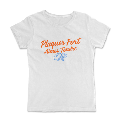 T-shirt Rugby Femme – Plaquer Fort, Aimer Tendre