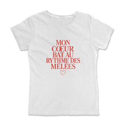 T-shirt Rugby Femme – Mon Cœur Bat au Rythme des Mêlées