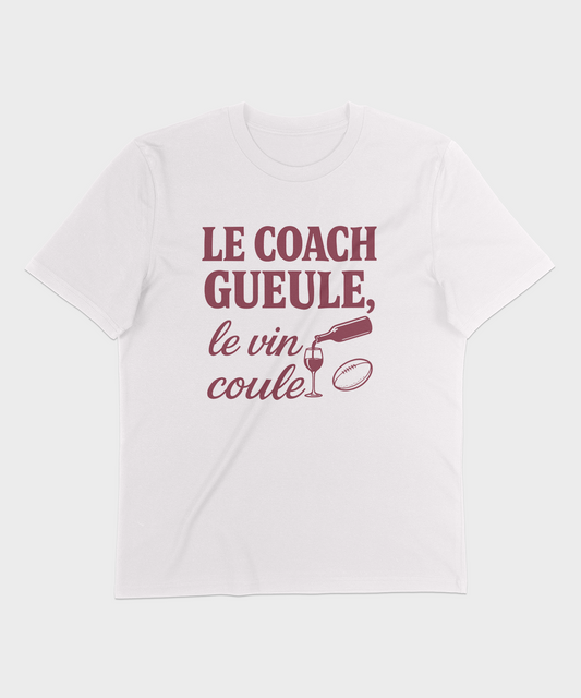 T-shirt Rugby Humour – Le Coach Gueule, le Vin Coule