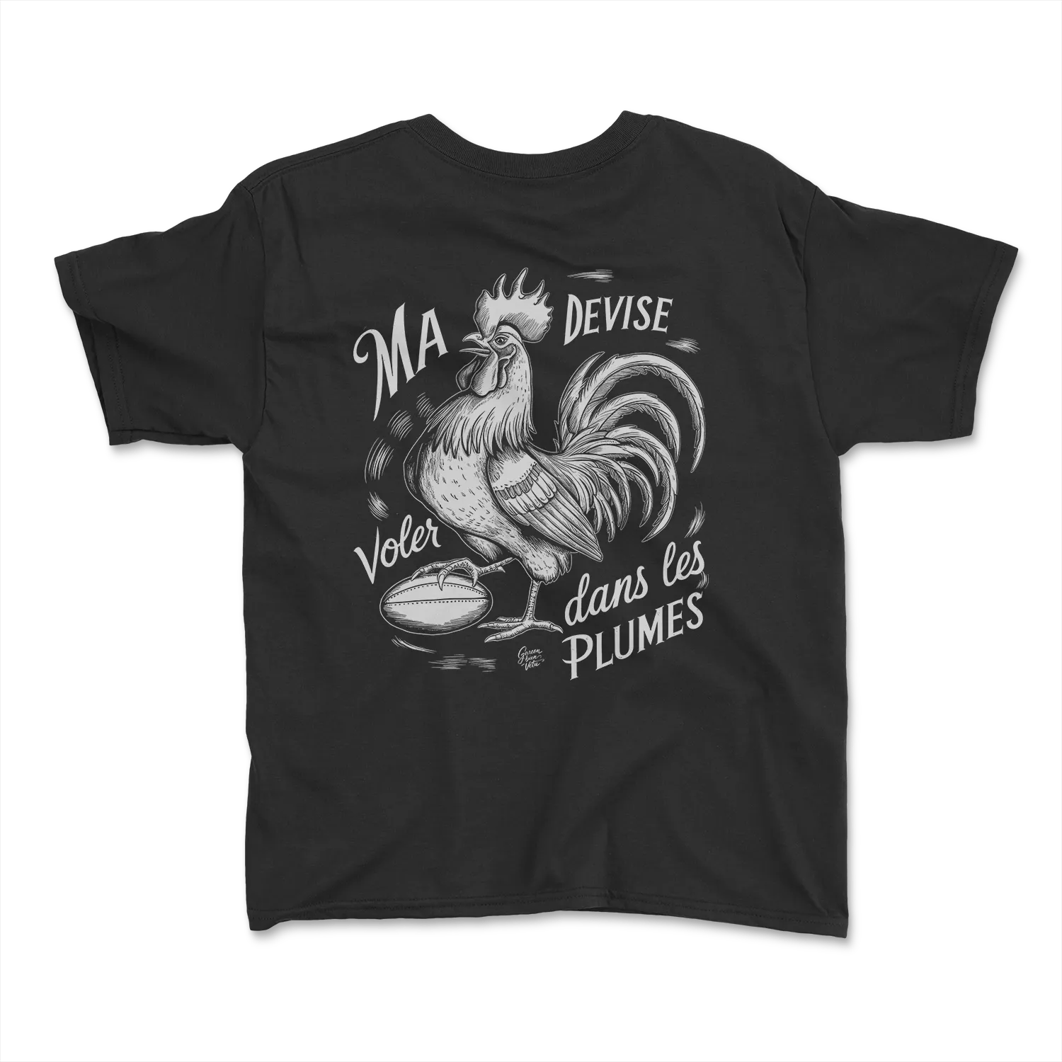 T-shirt Rugby Enfant Ma Devise: Voler dans les Plumes-Garçon bien vêtu