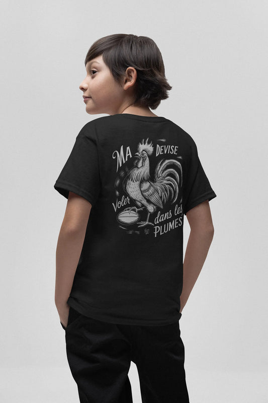 T-shirt Rugby Enfant Ma Devise: Voler dans les Plumes-Garçon bien vêtu
