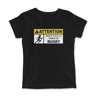 T-shirt Rugby Humour – Attention Rugby Addict-Garçon bien vêtu
