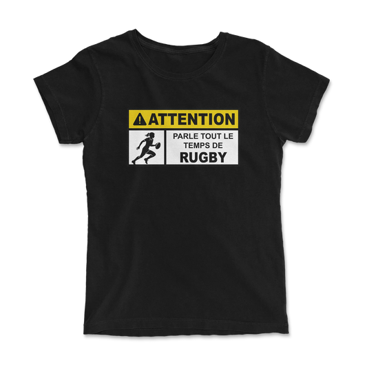 T-shirt Rugby Humour – Attention Rugby Addict-Garçon bien vêtu