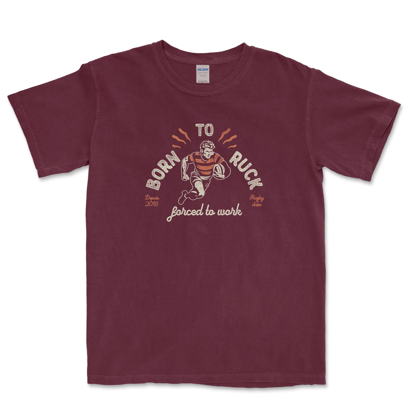 T-shirt Rugby Passion – Born to Ruck, Forced to Work-Garçon bien vêtu