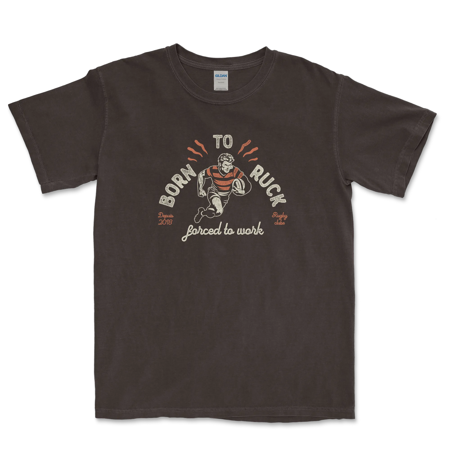 T-shirt Rugby Passion – Born to Ruck, Forced to Work-Garçon bien vêtu